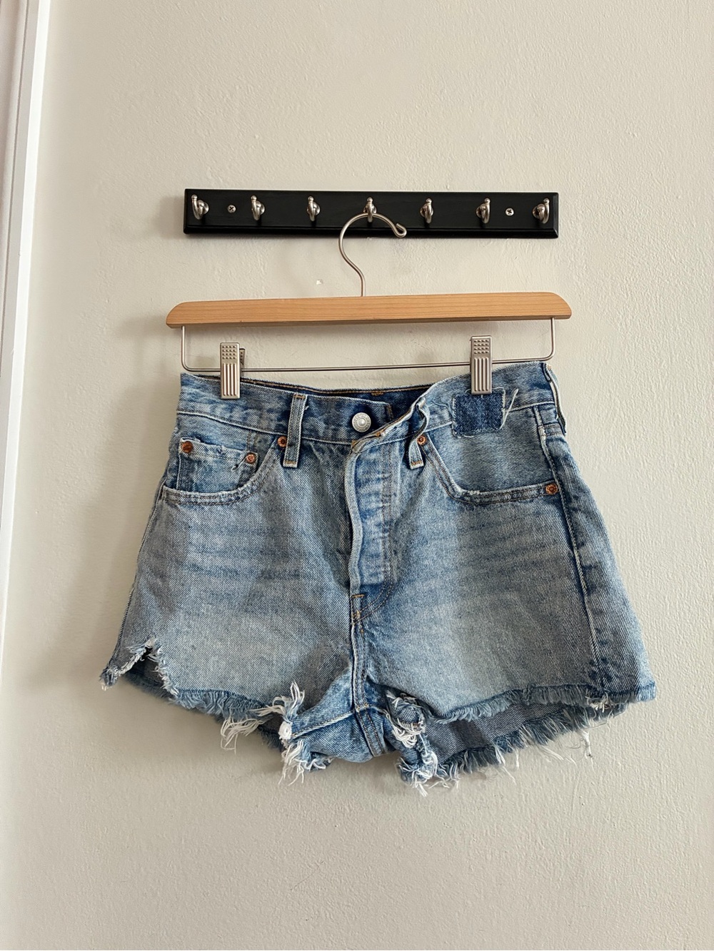Levi's Light Blue Denim 501 Cutoff Shorts